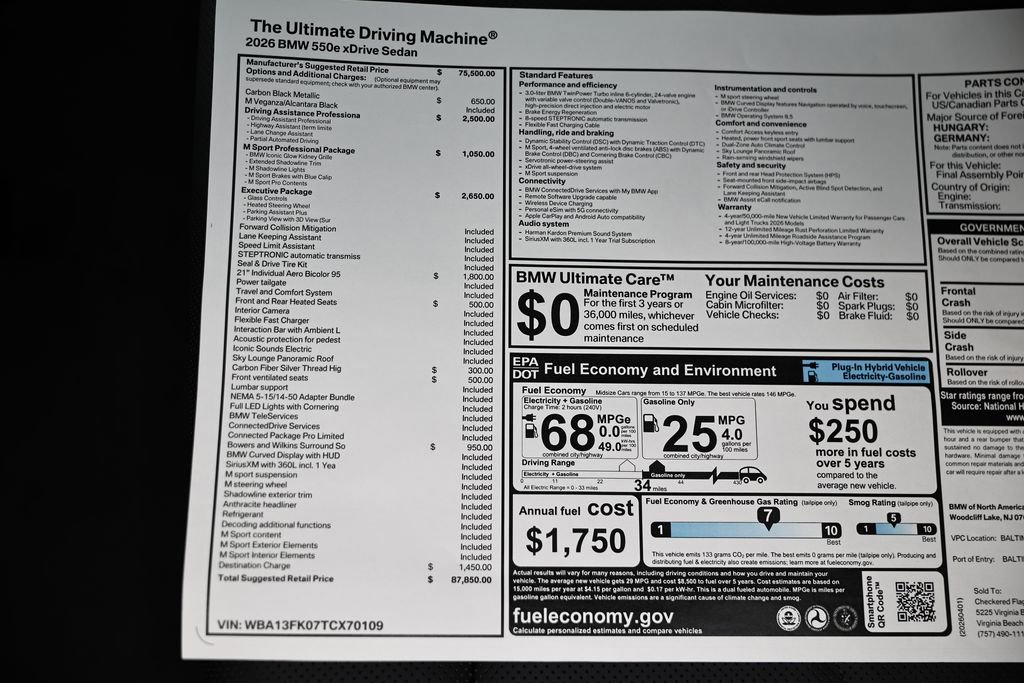 New 2026 BMW 550e xDrive w/ Executive Package AWD/4WD image 25