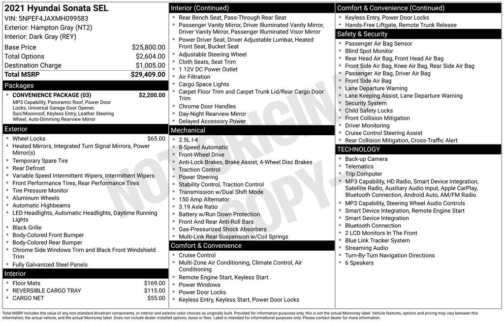 Used 2021 Hyundai Sonata SEL w/ Convenience Package FWD image 12