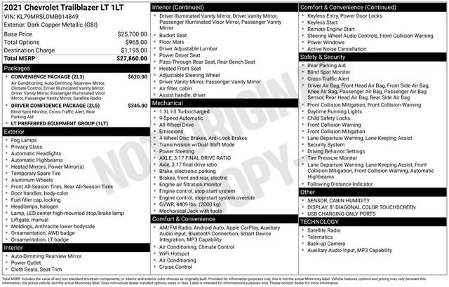 Used 2021 Chevrolet TrailBlazer LT w/ Convenience Package AWD/4WD image 9
