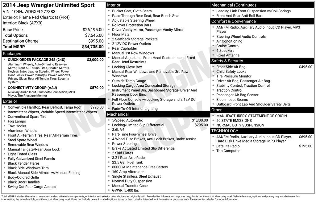 Used 2014 Jeep Wrangler Unlimited Sport w/ Quick Order Package 24S image 35