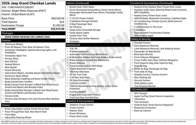 New 2026 Jeep Grand Cherokee Laredo AWD/4WD image 6