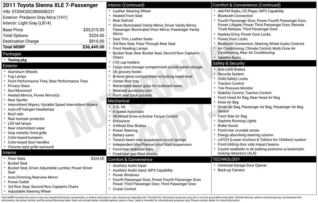 Used 2011 Toyota Sienna XLE AWD/4WD image 14