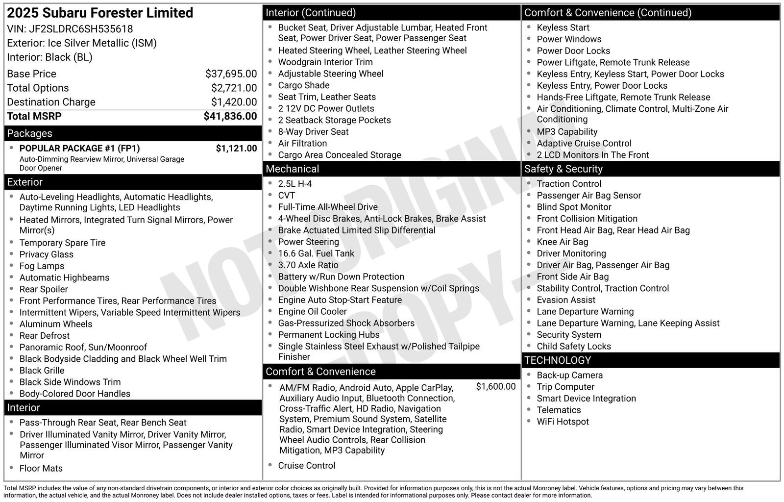 Certified 2025 Subaru Forester Limited w/ Popular Package #1 image 34