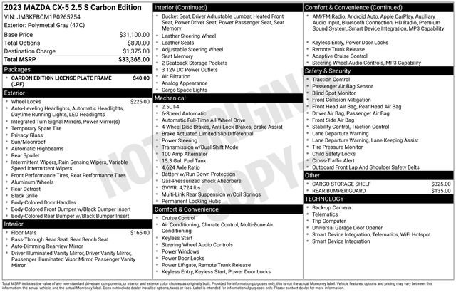 Certified 2023 MAZDA CX-5 Carbon Edition AWD/4WD image 6