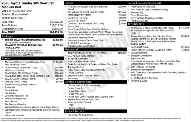 Used 2023 Toyota Tundra SR5 w/ TRD Off-Road Premium Package AWD/4WD image 11