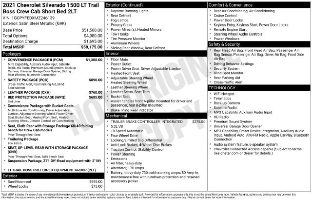 Used 2021 Chevrolet Silverado 1500 LT Trail Boss w/ Convenience Package II AWD/4WD image 24