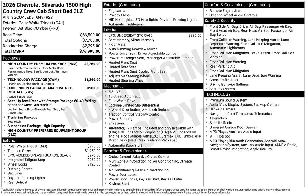 New 2026 Chevrolet Silverado 1500 High Country w/ High Country Premium Package AWD/4WD image 28