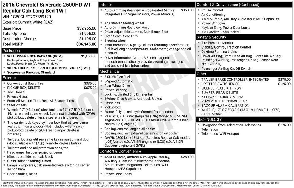 Used 2016 Chevrolet Silverado 2500 W/T w/ WT Convenience Package RWD image 27