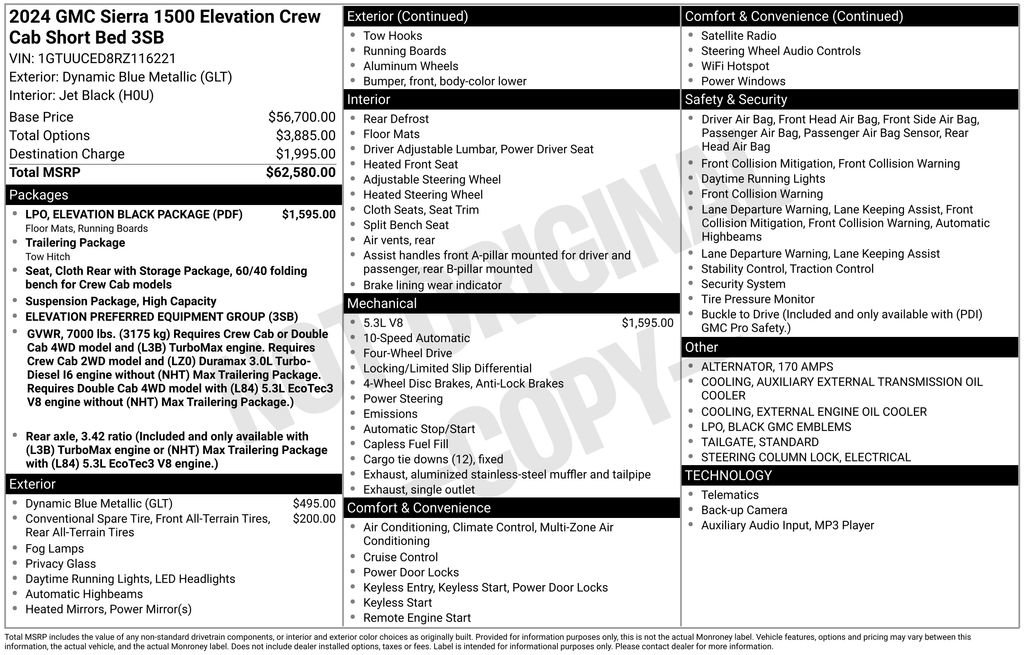 Certified 2024 GMC Sierra 1500 Elevation w/ LPO, Elevation Black Package image 6