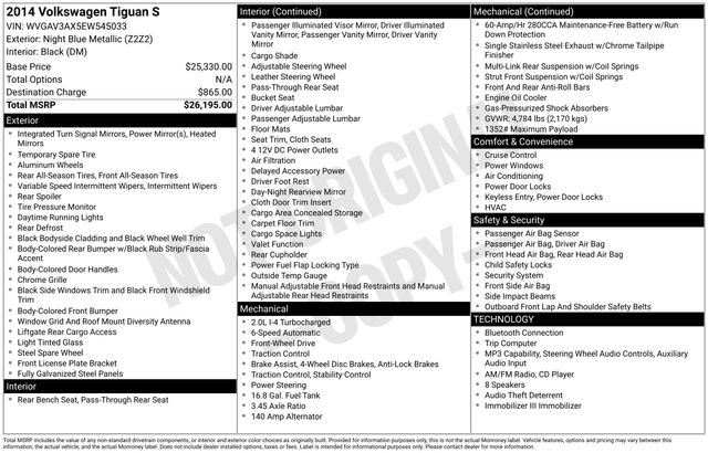 Used 2014 Volkswagen Tiguan S image 34