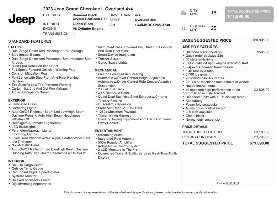 Used 2023 Jeep Grand Cherokee L Overland AWD/4WD image 37