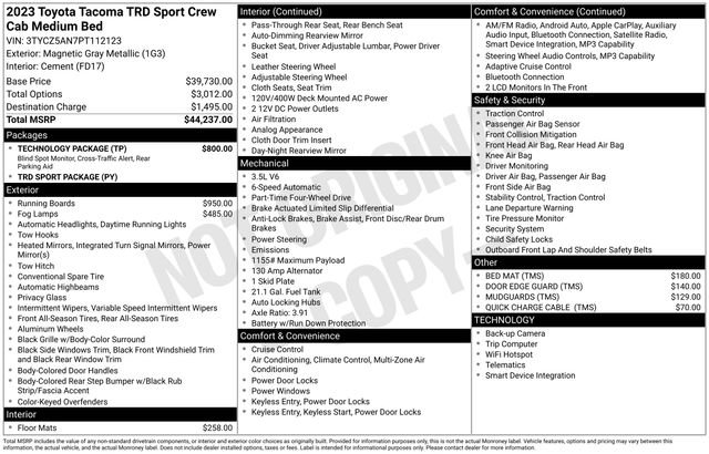 Used 2023 Toyota Tacoma TRD Sport w/ Technology Package AWD/4WD image 6