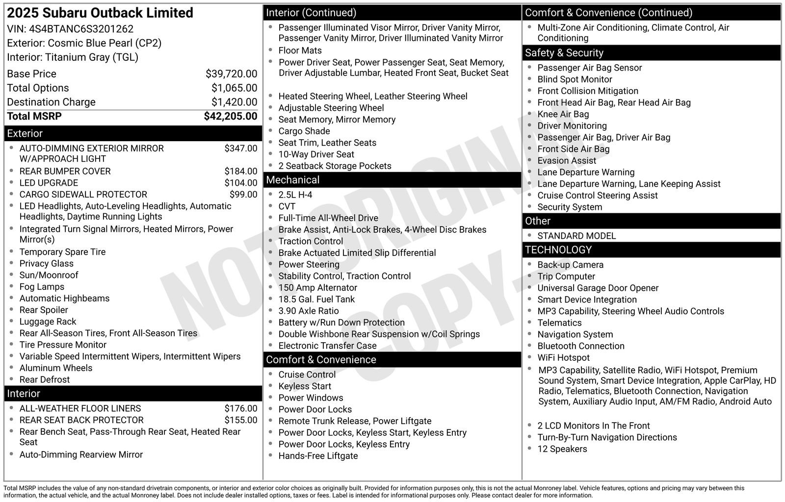Certified 2025 Subaru Outback Limited AWD/4WD image 33