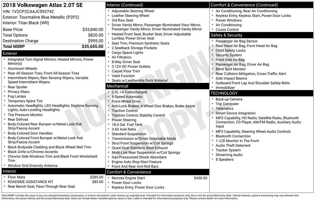 Used 2018 Volkswagen Atlas SE FWD image 37
