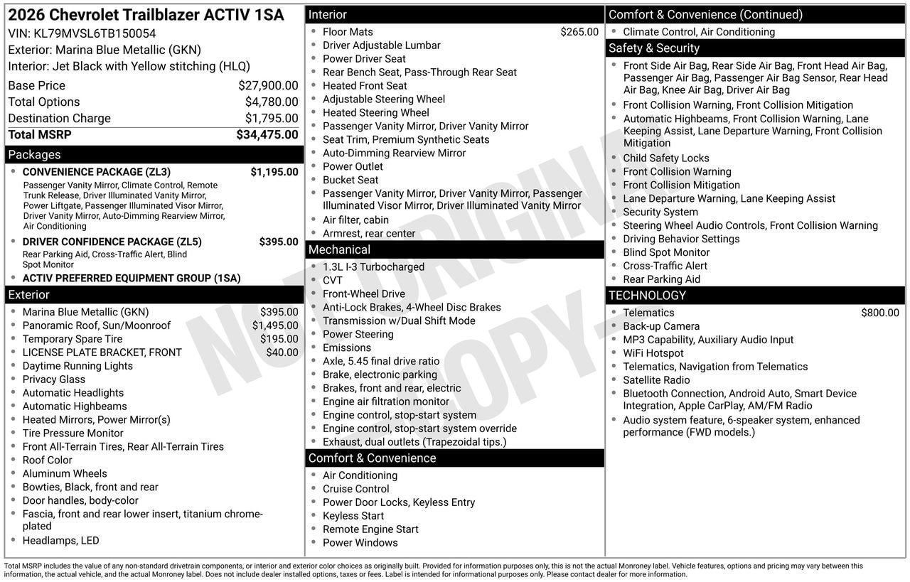 New 2026 Chevrolet TrailBlazer ACTIV w/ Convenience Package FWD image 4