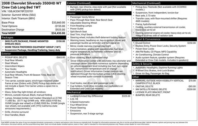 Used 2008 Chevrolet Silverado 3500 W/T image 4