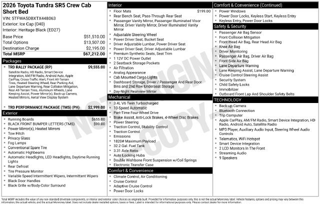 New 2026 Toyota Tundra SR5 w/ TRD Rally Package AWD/4WD image 34