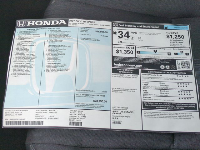 New 2027 Honda Civic Sport image 17
