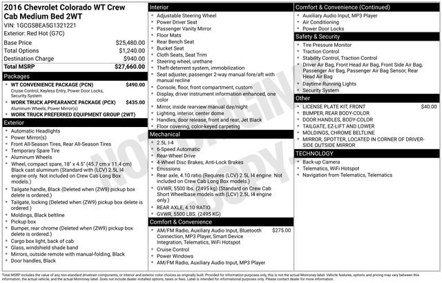 Used 2016 Chevrolet Colorado W/T w/ WT Convenience Package image 3