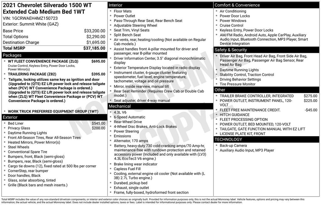 Used 2021 Chevrolet Silverado 1500 W/T w/ WT Fleet Convenience Package image 10