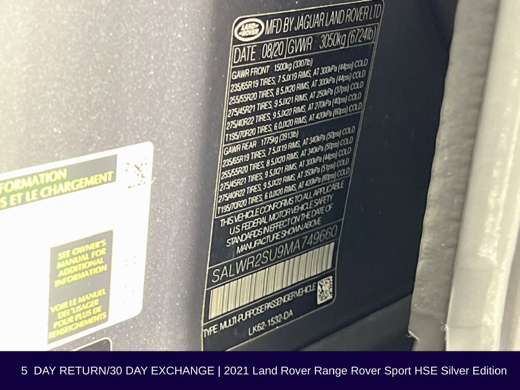 Used 2021 Land Rover Range Rover Sport HSE Silver Edition AWD/4WD image 37