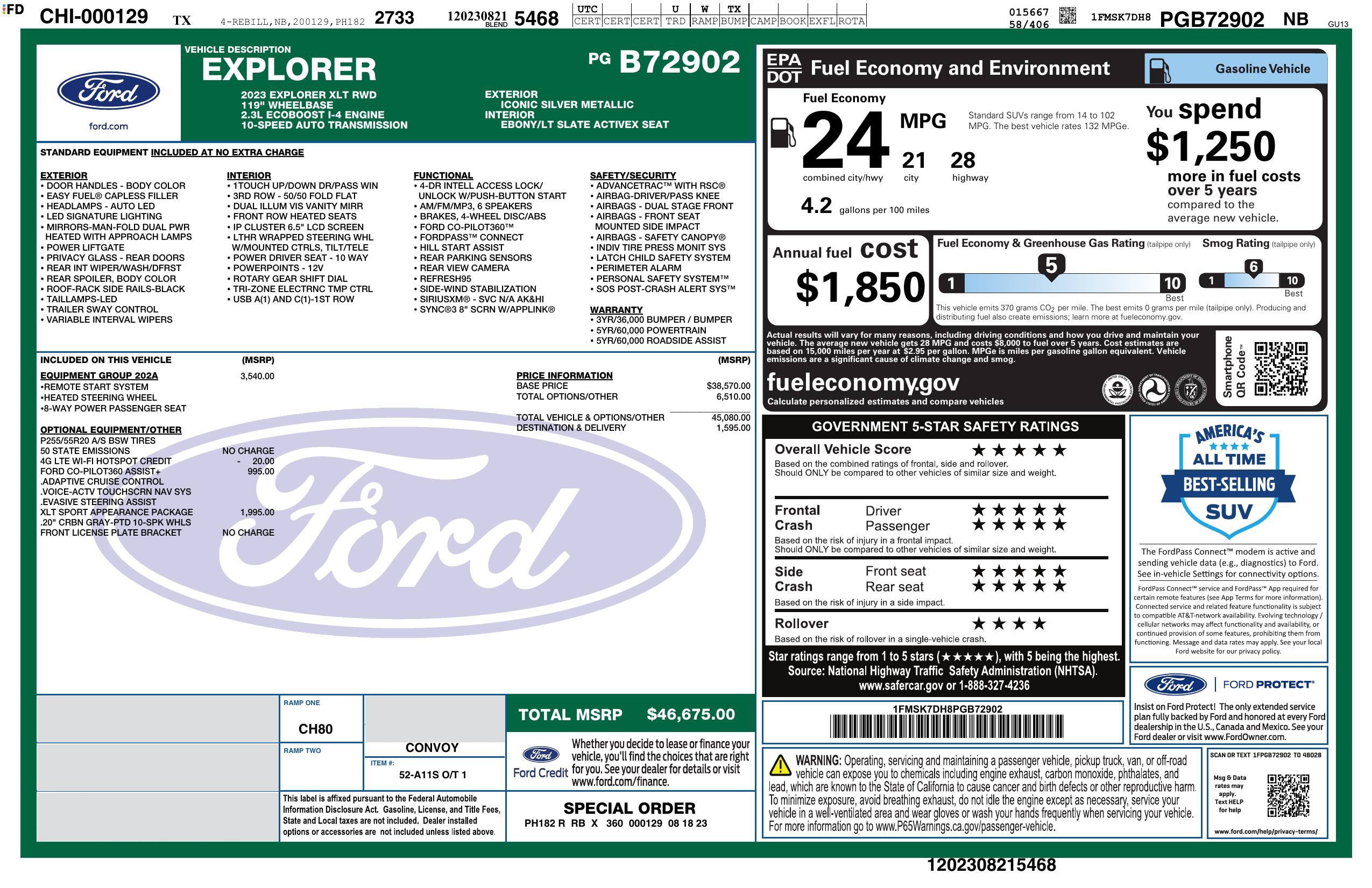 Used 2023 Ford Explorer XLT w/ Equipment Group 202A RWD image 3