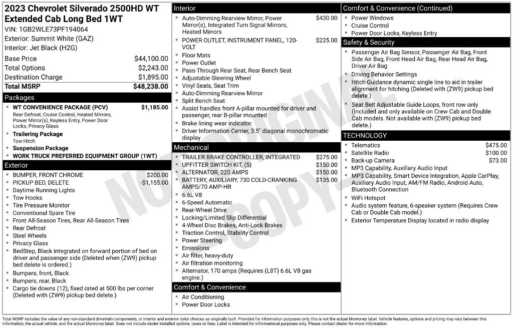 Used 2023 Chevrolet Silverado 2500 W/T w/ WT Convenience Package RWD image 25
