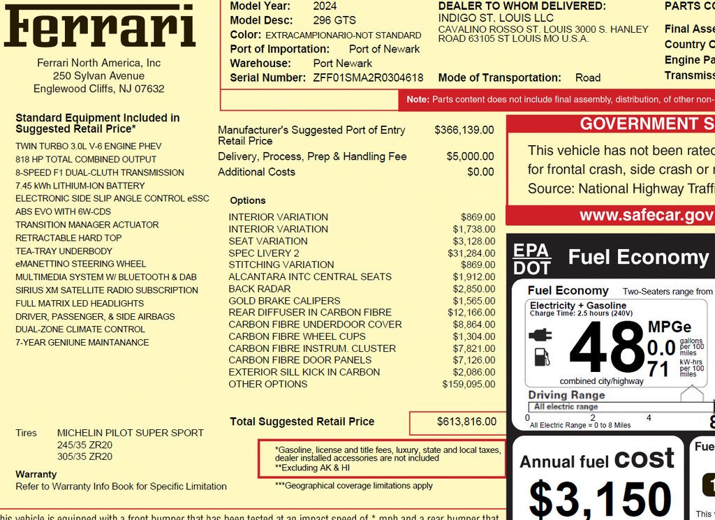 Certified 2024 Ferrari 296 GTS RWD image 5