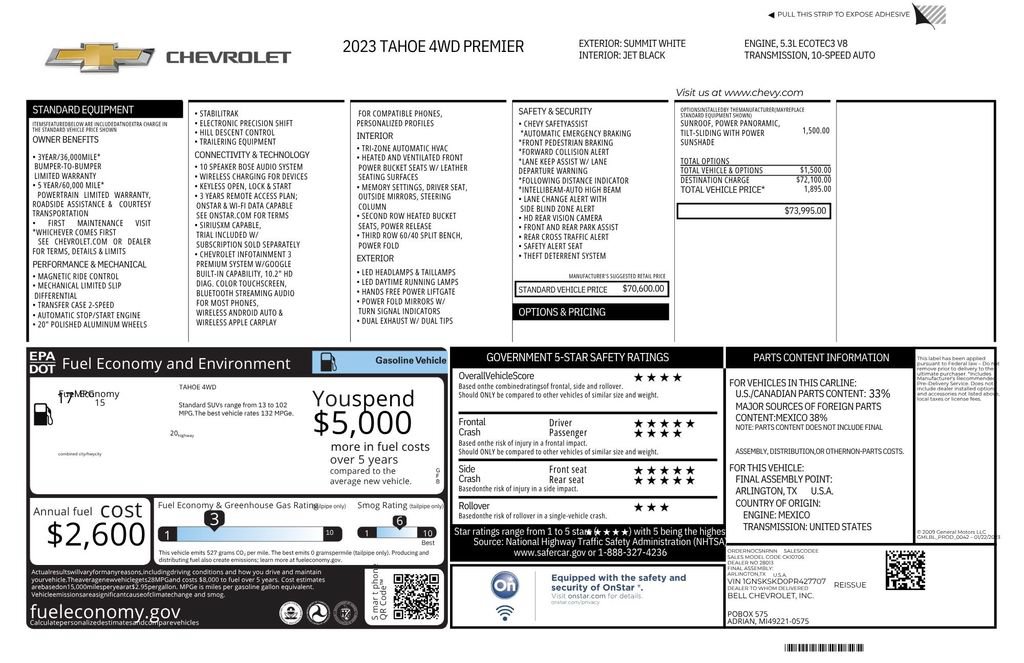 Used 2023 Chevrolet Tahoe Premier AWD/4WD image 10