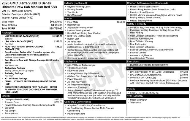 New 2026 GMC Sierra 2500 Denali Ultimate w/ Max Trailering Package image 1