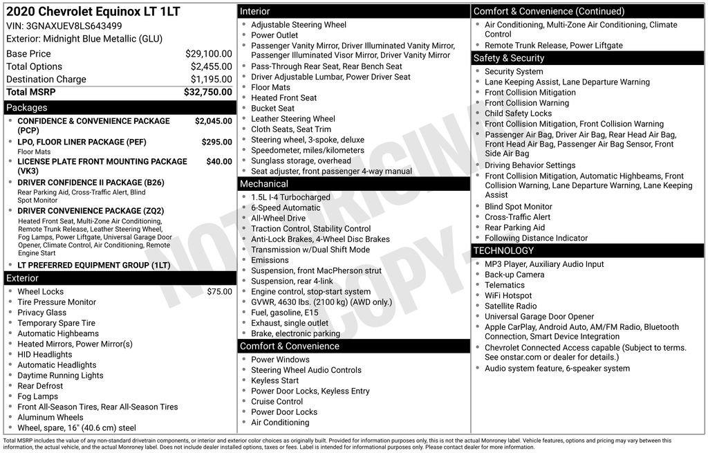 Used 2020 Chevrolet Equinox LT AWD/4WD image 2