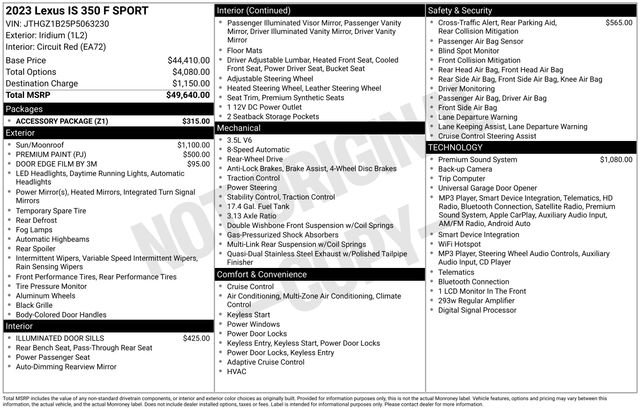 Used 2023 Lexus IS 350 F Sport w/ Accessory Package RWD image 54