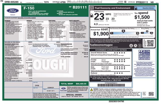Used 2023 Ford F150 Platinum w/ Equipment Group 701A High AWD/4WD image 2