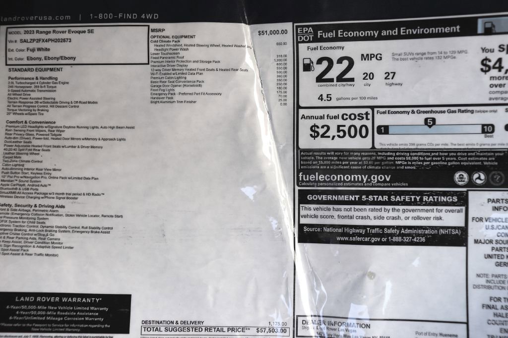 Used 2023 Land Rover Range Rover Evoque SE image 85