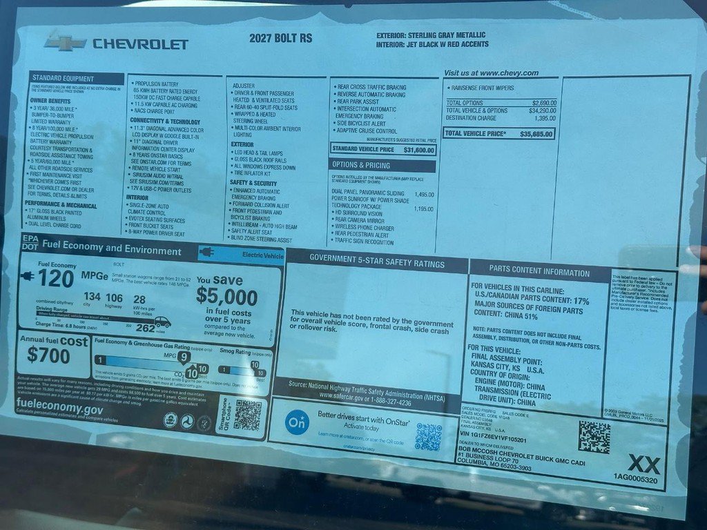 New 2027 Chevrolet Bolt RS w/ Technology Package FWD image 18