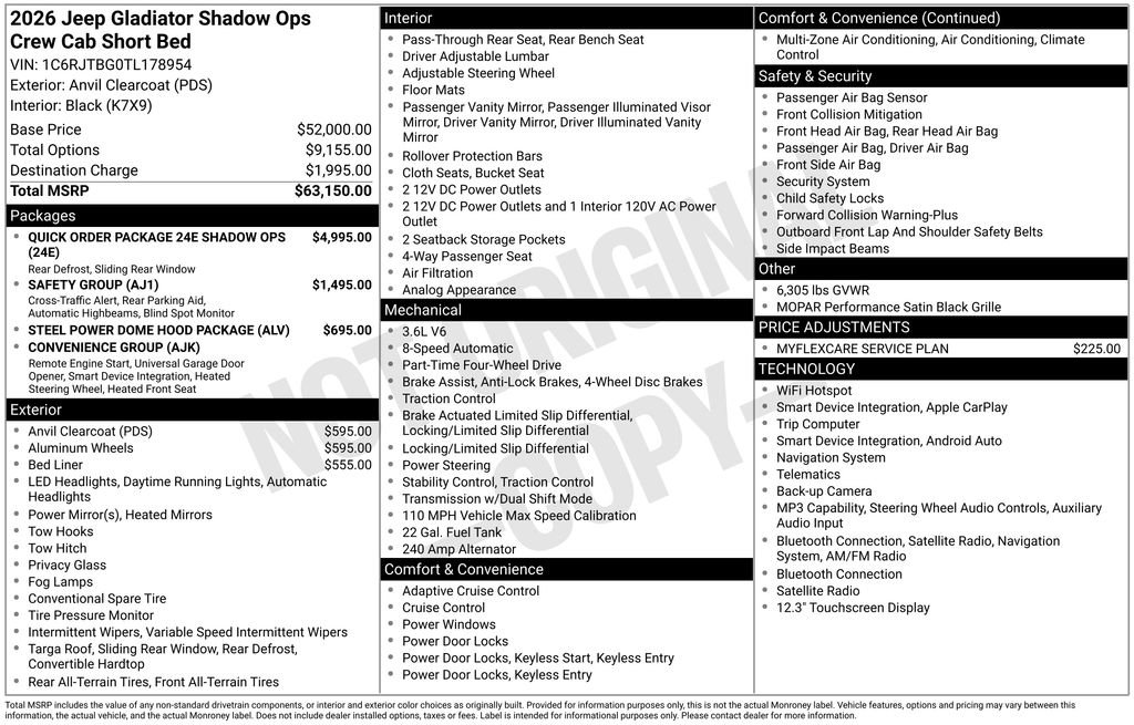 New 2026 Jeep Gladiator Sport AWD/4WD image 37