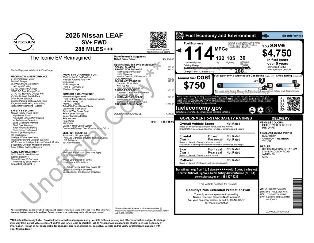 New 2026 Nissan Leaf SV+ w/ Illuminated Package FWD image 6
