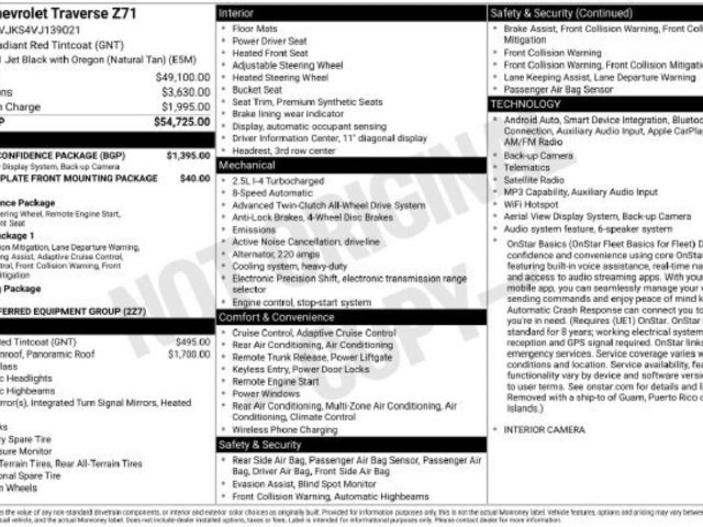 New 2027 Chevrolet Traverse Z71 w/ Driver Confidence Package AWD/4WD image 48