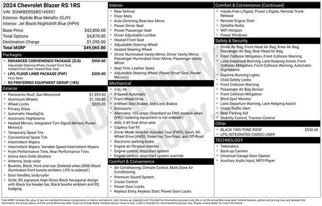 Used 2024 Chevrolet Blazer RS w/ Enhanced Convenience Package image 5