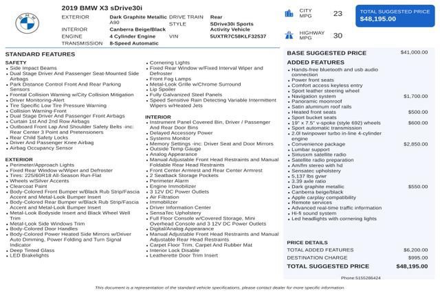 Used 2019 BMW X3 sDrive30i w/ Convenience Package RWD image 36