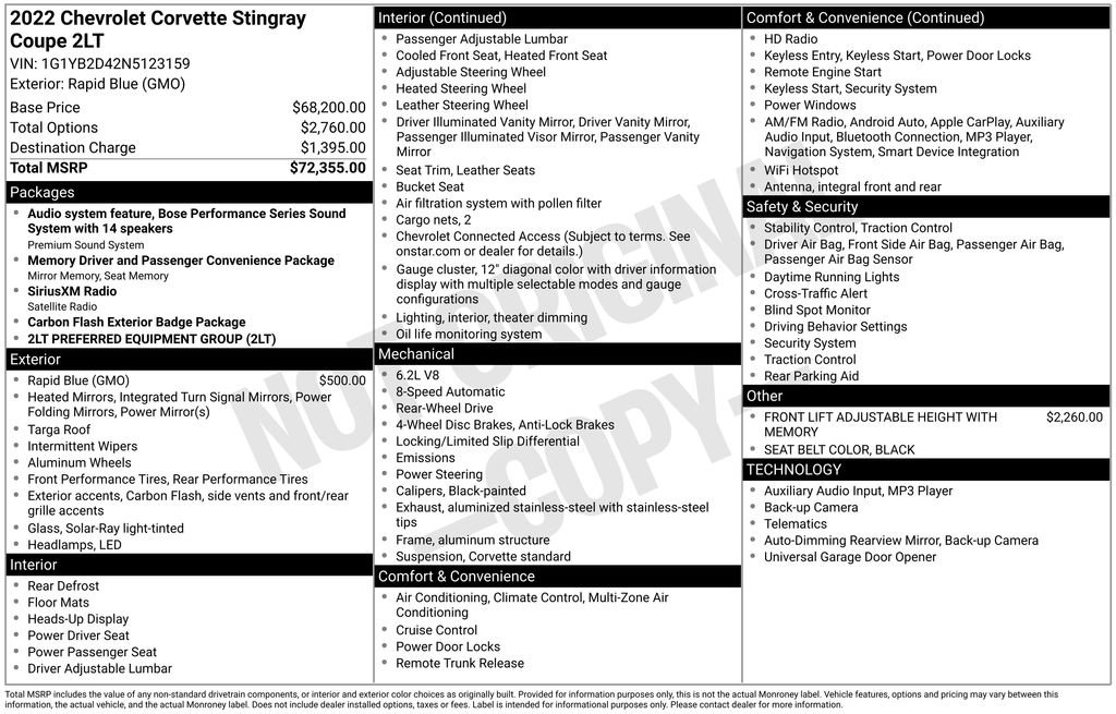 Used 2022 Chevrolet Corvette Stingray Preferred Cpe w/ 2LT RWD image 6