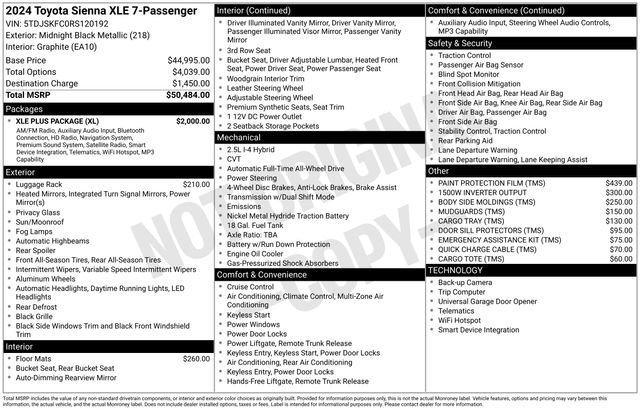 Used 2024 Toyota Sienna XLE w/ XLE Plus Package AWD/4WD image 10