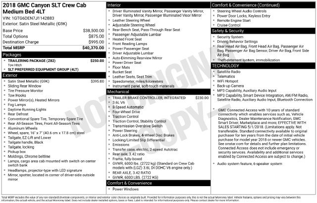 Used 2018 GMC Canyon SLT w/ Trailering Package AWD/4WD image 5