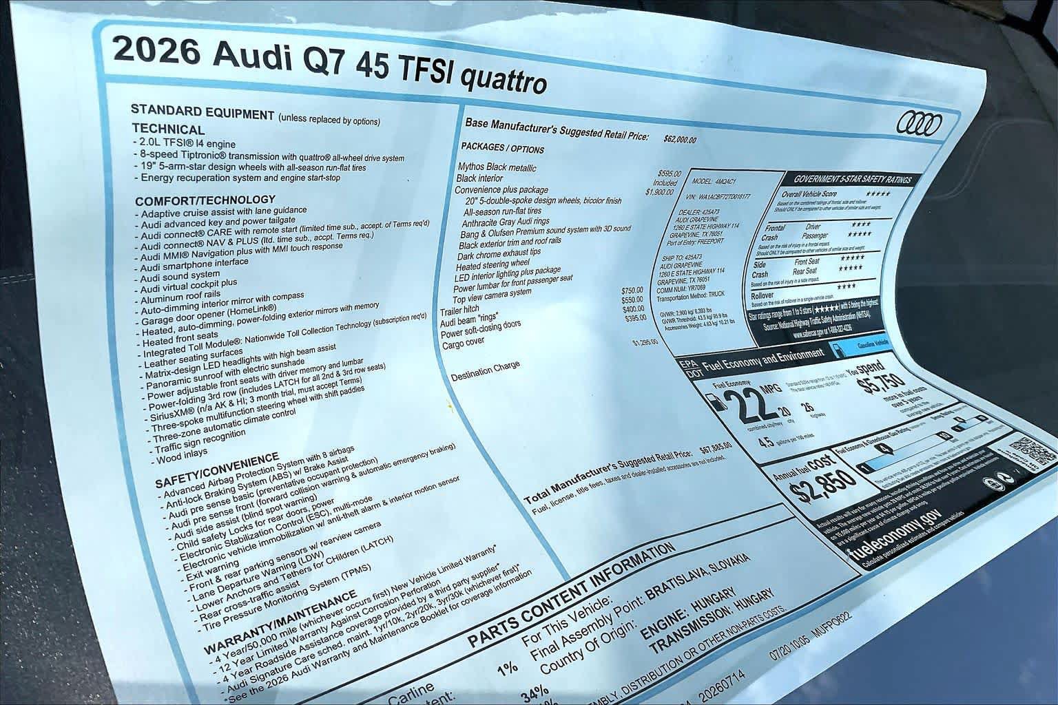 New 2026 Audi Q7 2.0T Premium AWD/4WD image 19