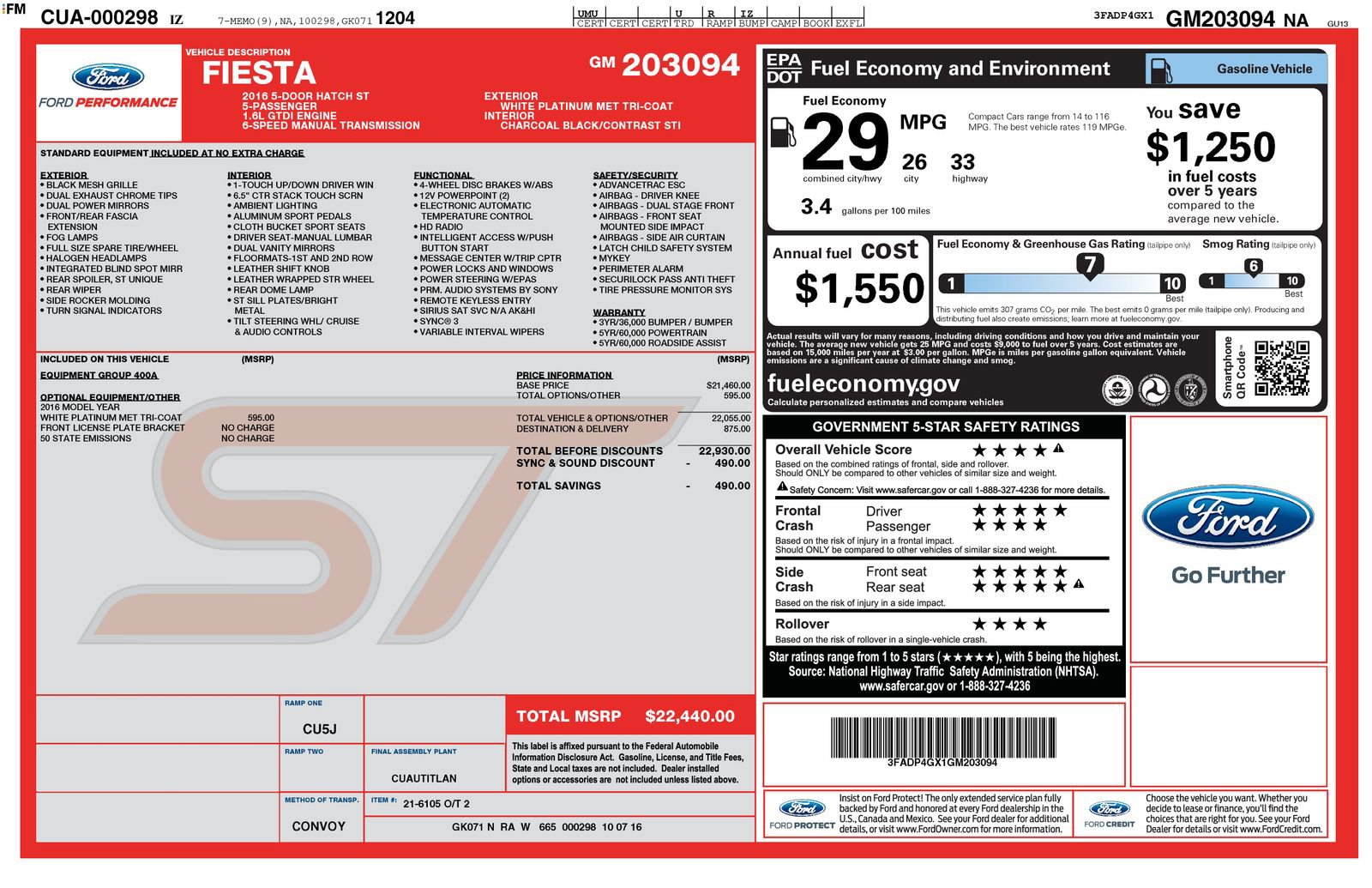 Used 2016 Ford Fiesta ST FWD image 3