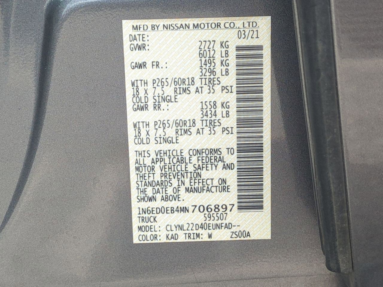 Certified 2021 Nissan Frontier SV w/ Midnight Edition Floor Mats AWD/4WD image 45