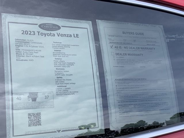 Certified 2023 Toyota Venza LE image 36