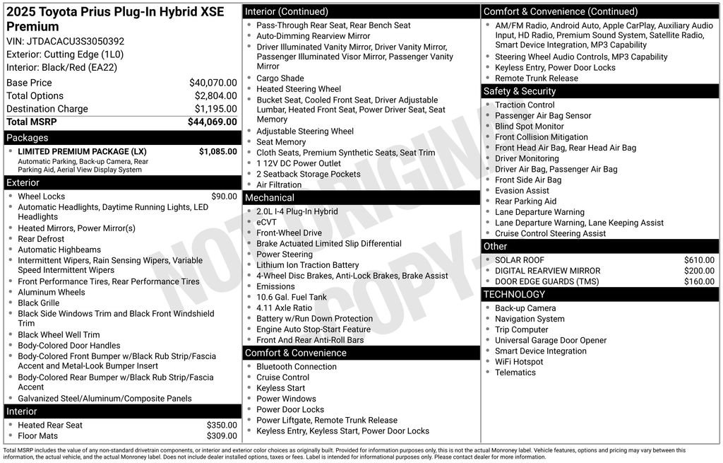Used 2025 Toyota Prius Plug-In Hybrid w/ Limited Premium Package image 2