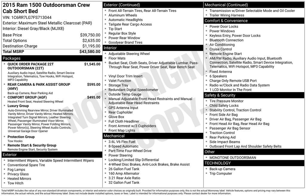Used 2015 RAM 1500 Outdoorsman AWD/4WD image 14