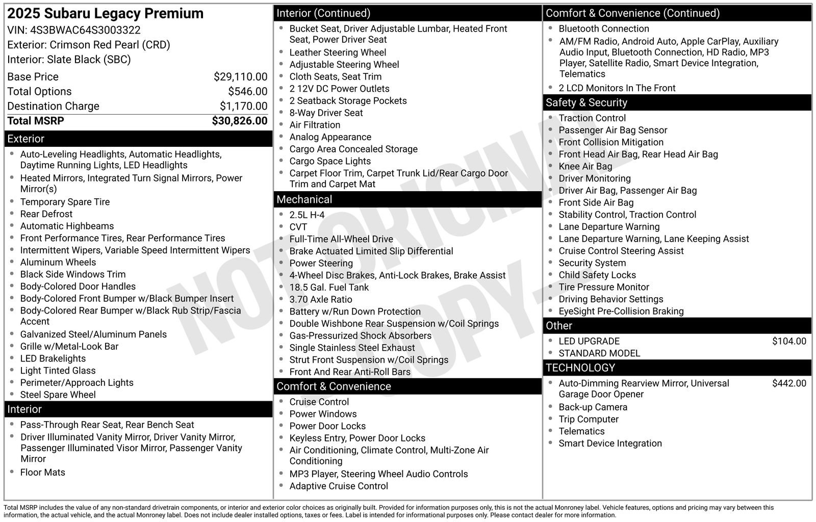 Certified 2025 Subaru Legacy Premium image 7